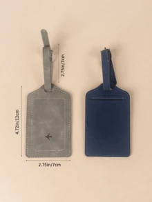 Vintage Minimalist PU Leather Rectangular Luggage Tag With Buckle Strap And Hidden ID Card Slot For Suitcase, Holiday Travel And Summer Vacation Trip - Multicolor - View 4