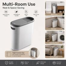 1pc Large Capacity Bathroom Trash Can - Creative Gap Design, Push-Type Lid, Simple Wastebasket, Bathroom Organization Home Essential - Multicolor - View 6