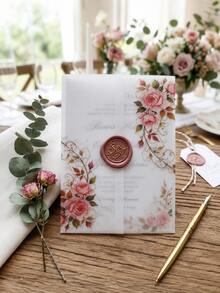 50/20pcs Invitation Envelopes (5x7 Inch), Printed Style Wedding Invitation Envelopes, Translucent Wedding Invitation Envelopes, Pre-Folded Envelopes, Suitable For 5x7 Inch Invitations, Translucent 5x7 Inch Envelopes - Can Be Used As Envelope Liners - Suitable For Wedding, Birthday And Baby Shower Invitations - Stamped Envelopes - View 4