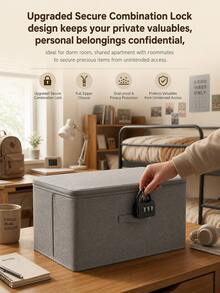 1 Pack Extra Large Collapsible Storage Box – Reinforced Handles, Full Zipper, Upgraded Lock – Cationic Fabric + Waterproof + PP Board – Bedding & Toy Container For Bedroom Living Room – Modern Solid Rectangle - Multicolor - View 5