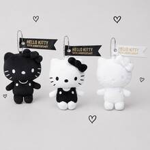 1個 Sanrio Hello Kitty 50週年紀念版黑白絨毛包飾吊飾,可愛KT貓娃娃,日系少女風禮物 - 彩色 - 查看 9