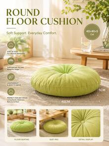 1pc 40cm Large Size Soft Comfortable Cotton Floor Cushion, Non-Slip Durable Round Floor Mat, Japanese Minimalist Style Round Zabuton Cushion, Exquisite Pleated Texture Design With 5cm Thick Padding Support, Essential For Sitting, Resting, Meditation, Yoga, Living Room, Bedroom Home Decor - Multicolor - View 2