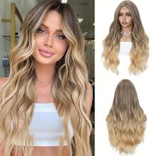 Long Ombre Blonde Wavy Wig For Women 26 Synthetic Heat Resistant Fiber Wig For Daily Party Use - Multicolor - View 10