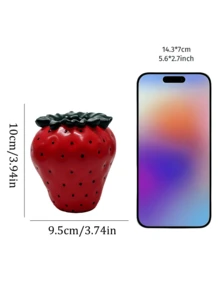 1件創意草莓樹脂花瓶－桌面與辦公室水果裝飾，可愛家居飾品 | 家居裝飾、房間裝飾、波希米亞風裝飾、桌面裝飾、可愛收藏品、獨特禮物 - 新款 - 查看 4