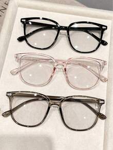 3pcs/Set Women's Minimalist Casual Photochromic Fashion Glasses - 3pcs Black Transparent Pink Tea Gray - View 2