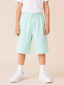 Balabala 中性居家長褲，柔軟舒適面料，均碼，休閒夏季家居服 - 粉綠 - 查看 1