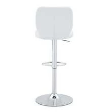 360° Swivel Bar Stool, Height Adjustable From 62 To 83 Cm, With Backrest And Footrest, Ergonomic, In White Imitation Leather, Supporting Up To 136 Kg, Finish. - Silver - View 5