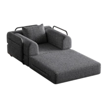 [Patented Design] 2-In-1 Chenille Sofa Bed With Storage Compartment In Armrest, Three Metal Frames And Multiple Configuration Options. - 灰色 - 查看 5