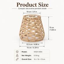 Faux Rattan Woven Lampshade Rattan Decorative Pendant Light Fixture Restaurant Vintage Homestay Japanese Style Personalized Lighting Decor Pendant Lamp - A - View 5