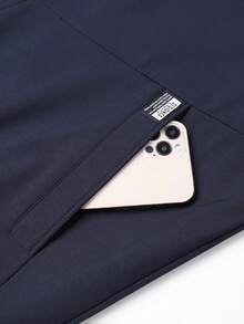 1pc Men's Pilot Jacket Zipper Decor Baseball Collar Casual Outerwear Spring/Autumn Versatile Workwear Jacket - Navy Blue - View 5