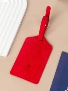 Vintage Minimalist PU Leather Rectangular Luggage Tag With Buckle Strap And Hidden ID Card Slot For Suitcase, Holiday Travel And Summer Vacation Trip - Multicolor - View 8