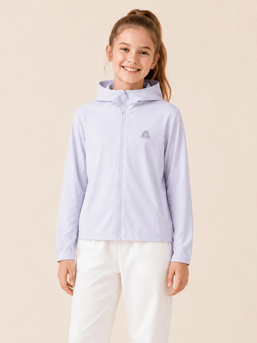 Balabala 2026 Style Teen Girls Summer Lightweight Sun Protection Jacket, Breathable UV Protection, Soft Waterproof, Outdoor Casual - Pink Purple - View 1