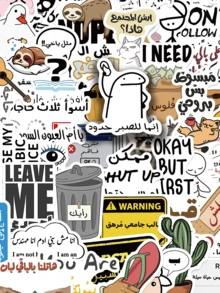 50pcs Arabic Funny Expression Sticker Set, Adult Sticker Pack, Sarcastic Stickers, Waterproof Cool Stickers For Laptop, Notebook, DIY Crafts, Vinyl Stickers - Multicolor - View 2
