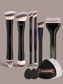 MAANGE 1/2/4/6/11/30件專業化妝刷套組，專業化妝刷，美容化妝工具，包含修容刷、底妝刷、遮瑕刷、輪廓刷、腮紅刷、高光刷、眉刷、輪廓刷、眼影刷、眼線刷、化妝配件及多功能刷，適合日常面部化妝，旅行必備化妝刷套組，也是送給朋友的絕佳化妝禮物 - 黑色 - 查看 19
