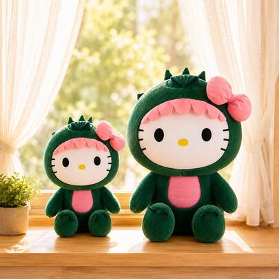 1pc Sanrio Hello Kitty Dinosaur Costume Plush Doll 35/50cm Optional Cute Cartoon KT Cat Doll Girls Children Birthday Gift Pillow Comfort Doll