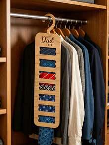 Father's Day Creative Wooden Tie Storage Rack, Men's Wall-Mounted Tie Organizer, Thank You Dad Gift Wooden Hanging Rack, Tie-Shaped Storage Rack, Home Tie Organizer Tool, Commemorative Gift Home Decor Ornament, Father's Day Gift,Bedroom Room Decor,Back To School - Multicolor - View 4