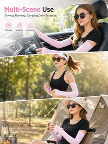Cool And Refreshing Sun Protection Arm Sleeves With Finger Holes, High Elasticity, Breathable And UV Protection, Suitable For Driving, Cycling And Outdoor Sun Protection - A - View 5