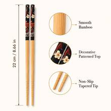 5 Pairs/Set Of Painted Bamboo Chopsticks, With Non Slip Chopstick Heads Made Of Natural Bamboo, Suitable For Daily Use In The Kitchen And Can Also Be Used As Soft Decoration To Match Dining Utensils For Restaurants And Holiday Gifts - View 3