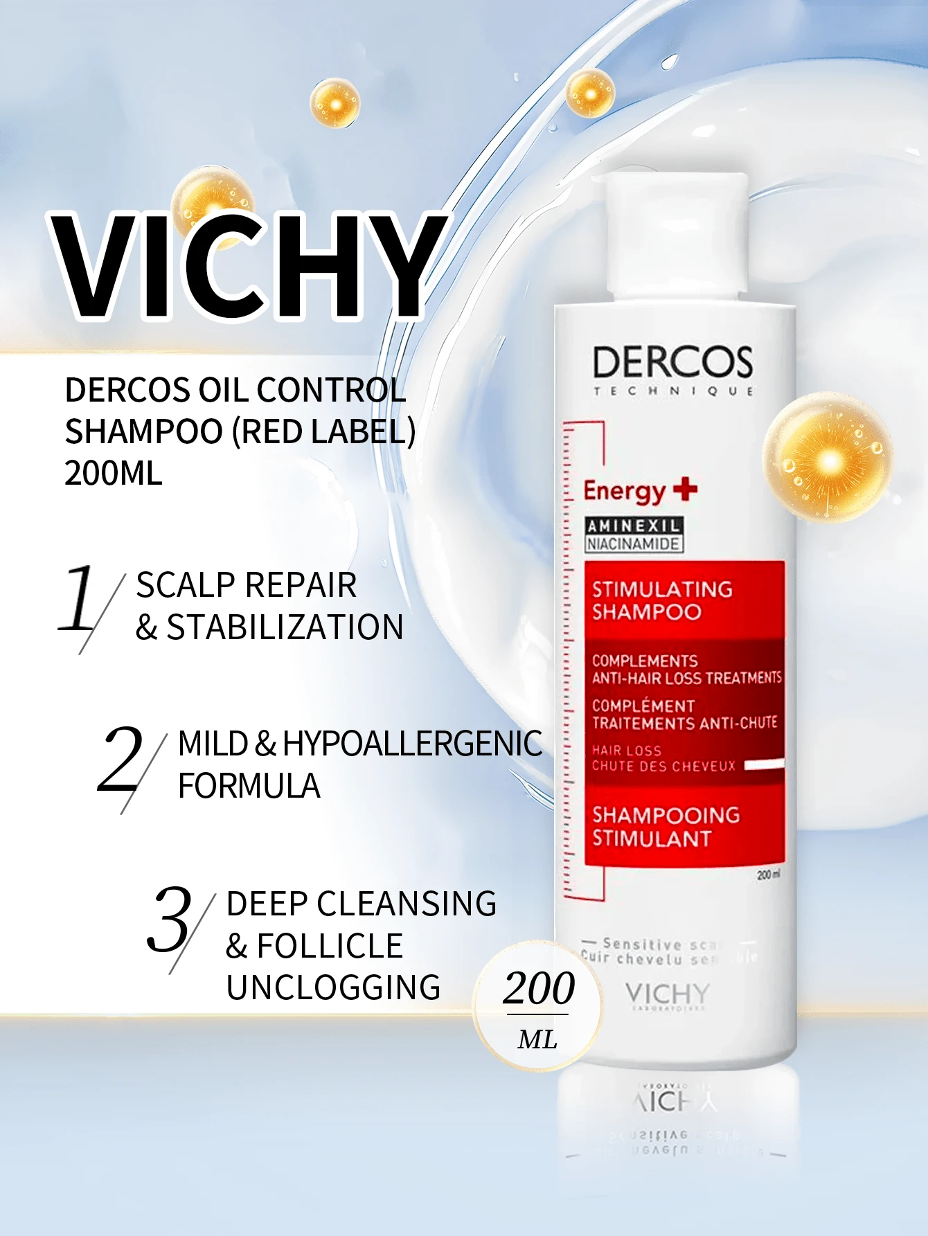 Vichy Champú Serie Completa 200ml - Champú Red Label 200 ml - Ver 1