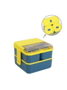 4pcs/1 pieza Caja Bento Estilo Macaron Minimalista de unicolor (Opcional Juego de 4pcs o Paquete Individual) - Hecha de Material PP, Incluye Juego de Tenedor y Cuchara Integrados, Apta para Microondas, Refrigerador, Congelador y Lavavajillas - Multicolor - Ver 15