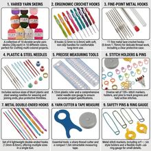 Complete Crochet Kit For Beginners And Crafters, Adult Travel Set With Knitting Needles And Yarn, All-In-One Crochet Kit Including Exquisite Women's Handbag, 31-Piece Full Crochet Set, 10 Bundles Of Yarn, Crochet Supplies And Full Range Of Crochet Accessories, Suitable For All Users - C-Multicolor Set - View 8
