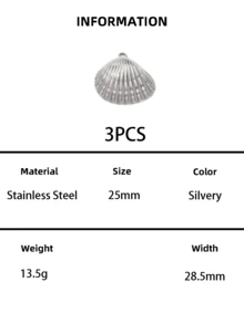 3PCS/5PCS Stainless Steel Seashell Charm Pendants, Gold Silver Shell Beads For Beach Jewelry Making - Shell - View 8