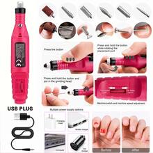 1套凝膠美甲套裝，包含USB LED美甲燈與電動美甲磨甲機、霧面與亮面封層、死皮推板、美甲刷及美甲工具組，適合DIY居家美甲沙龍，初學者完整美甲套裝，適用於節日與日常使用 - 玫紅色 - 查看 6