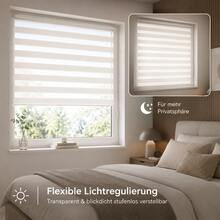 CELESTA 1 Stück No-Drill Zebra-Rollo, doppellagiges Tag-Nacht-Fensterrollo ohne Strom, leicht zu montieren, stilvoller Sichtschutz für Büro, Küche, Schlafzimmer und Zuhause - 85*140cm (Stoffbreite=81cm) - Übersicht 7
