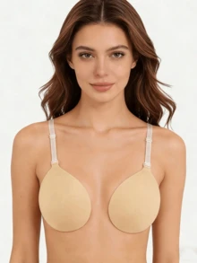 1/2 pezzi Nuovo reggiseno senza spalline senza cuciture push-up, con spalline regolabili, reggiseno invisibile, adatto per abito da sposa, top senza spalline e abito senza schienale - Multicolore - Visualizzare 3
