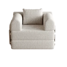 [Patented Design] 2-In-1 Chenille Sofa Bed With Storage Compartment In Armrest, Three Metal Frames And Multiple Configuration Options. - Khaki - View 7