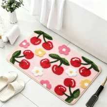 1pc Cherry Blossom Floral Floor Mat, Decorative Rug, Bedroom Decor, Floor Mat, Carpet, Home Decor, Living Room Rug, Living Room Small Rug, Bedroom Rug, Living Room Home Decor, Outdoor Rug, Washable Carpet - Multicolor - View 4