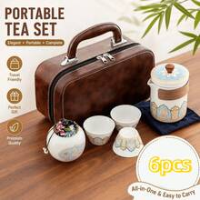 户外便携式茶具，旅行茶具，精巧功夫茶具，家居桌面装饰配件，适合送礼，可作咖啡杯和茶壶使用 - 彩色 - 查看 1