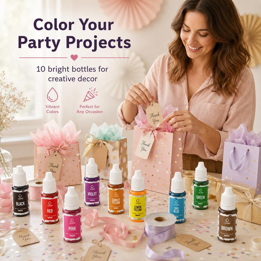 Liquid Cake Decorating Food Coloring Set, Multi-Color Baking Pigments, Suitable For Birthday Cakes, Wedding Desserts, Holiday Treats And Party Decoration Supplies - A - View 1