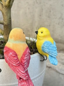 精緻眉鳥樹脂裝飾品 - 具有彩色圖案和懸掛設計，適合裝飾露台、花園、花盆、陽台、盆栽和魚缸。是鳥類愛好者的完美禮物，也是絕佳的情人節禮物。 - C - 查看 8