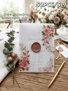 50/20pcs Invitation Envelopes (5x7 Inch), Printed Style Wedding Invitation Envelopes, Translucent Wedding Invitation Envelopes, Pre-Folded Envelopes, Suitable For 5x7 Inch Invitations, Translucent 5x7 Inch Envelopes - Can Be Used As Envelope Liners - Suitable For Wedding, Birthday And Baby Shower Invitations - Stamped Envelopes - View 11
