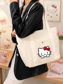 SANRIO 1pc Cartoon Tote Bag For Women, Large Capacity, Multi-Pocket, Work Commute Style, Durable And Sturdy Daily Commuter Bag - Multicolor - View 6