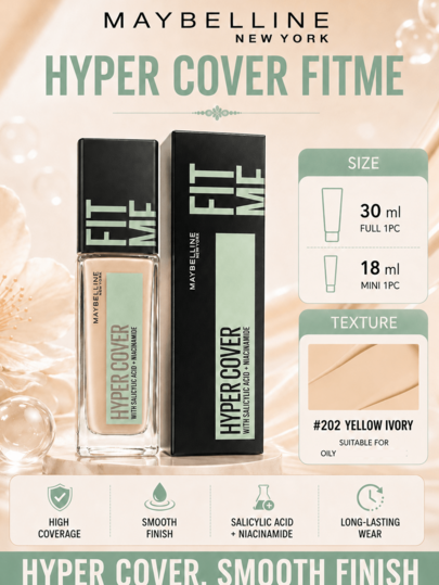  Maybelline Custom Foundation Flawless Version 202, Available In 30ml And 18ml Sizes, Contains Salicylic Acid And Niacinamide To Control Oil And Refine Skin Texture. Its Lightweight, Adherent Texture Provides High Coverage, Easily Concealing Acne Scars And Redness. It Can Be Layered Without Feeling Heavy, Creating A Soft Matte Finish. Long-Lasting And Prevents Dullness, It's An Ideal Everyday Base For Those With Yellow Undertones, Suitable For Commuting And Oily Skin.