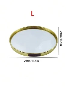 1pc Luxury Nordic Style Round Mirror Glass Tray, Aluminum Alloy Frame Vanity Storage Plate, Suitable For Perfume, Jewelry, Candles, Bathroom, Bedroom And Coffee Table Decor - View 12