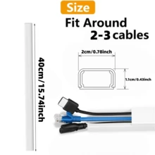 1pc/2pcs/3pcs/4pcs 0.78in X 15.74in Cable Organizer - Cable Channel Cover - Wall Cable Cover - Easy Install Cable Management System For 3-4 Wires, Home Office Cable Raceway, Height 1.1cm, White - A - View 4
