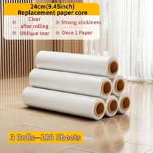 4pcs/Set (3 Rolls Of Replacement Adhesive Paper + 1 Long Handle Lint Roller). Equipped With 16/19/24cm Wide Roller And 1m Extendable Pole. Suitable For Removing Cat Hair & Dog Hair, Dust Removal Tool For Sofa, Carpet And Clothes. - 1 SET (60 Sheets + 180 Sheets) - View 8