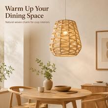 Faux Rattan Woven Lampshade Rattan Decorative Pendant Light Fixture Restaurant Vintage Homestay Japanese Style Personalized Lighting Decor Pendant Lamp - A - View 1