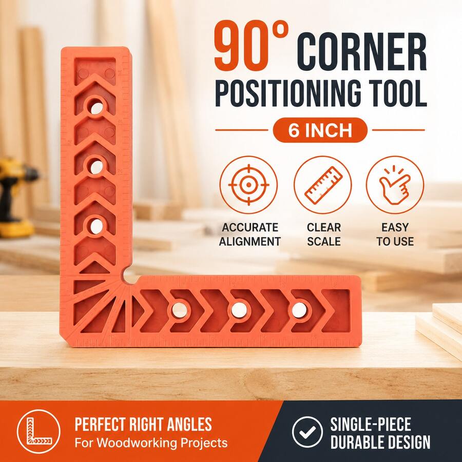 90 Degree Right Angle Positioning Tool, Right Angle Fixing Auxiliary Positioning Tool, Woodworking Splicing Tool Fixing Clamp, L-Shaped Right Angle Ruler - 1pc 6 Inch 90 Degree Right Angle Positioning Tool - C - View 1