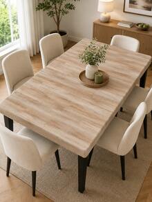 1pc Elastic Stain-Resistant Natural Wood Grain Print Tablecloth, Old Table Renewal Savior, Suitable For Round And Rectangular Tables, Perfect For Kitchen, Patio, Picnic And Daily Use, Easily Refresh Your Home - Multicolor - View 8