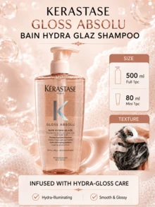 Kérastase GLOSS ABSOLU BAIN HYDRA GLAZE 洗髮精 500ml/16.91 Fl Oz -溫和保濕修護，100小時柔軟亮澤觸感，先進雙重鎖水技術，165%內層補水，161%外層光澤增強，添加玻尿酸與野玫瑰精油，改善乾燥毛躁髮質，柑橘花香調，適合長髮毛躁乾髮 - 卡詩釉光玫瑰洗髮精 - 查看 2