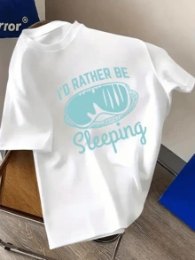Sleep Mask Expresses Intense Desire For Deep Sleep Using Suggestive Text On A Casual Men's T-Shirt - 白色 - 查看 6