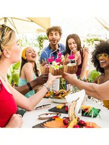 Set Gelas Tempurung Kelapa yang Dipoles, Cocok untuk Pesta Bertema Hawaii - Gelas Tempurung Kelapa yang Dapat Digunakan Kembali, Cocok untuk Makanan Penutup dan Es Krim, Sempurna untuk Dekorasi Pernikahan, Pesta Wisuda, dan Pesta Kolam Renang Musim Panas - Beraneka warna - View 3