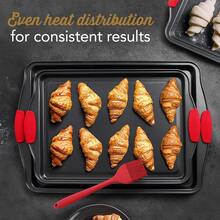 1/3 Sets Red Silicone Handle Rectangular Baking Tray, Non-Stick Kitchen Oven Baking Pan, Easy To Clean, Suitable For Baking Cookies, Cakes And Bread - Multicolor - View 5