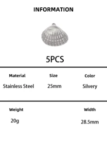 3PCS/5PCS Stainless Steel Seashell Charm Pendants, Gold Silver Shell Beads For Beach Jewelry Making - Shell - View 9