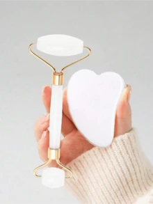2 Peças Conjunto de Ferramentas de Massagem Facial Gua Sha: 1 Rolo de Massagem de Cabeça Dupla, 1 Placa Gua Sha em Formato de Coração, Massagem Facial para Reduzir o Inchaço, Acalmar e Levantar a Pele, Irradiar Brilho, Produto de Cuidados com a Pele de Beleza, Spa, Autocuidado, Ferramenta de Cuidados com a Pele, Ace Care - Multicolorido - Visão 12