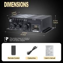 AK380 RV Stereo Amplifier 2-Channel 12V Car Audio Power Amplifier, Designed For RVs And Campers, Stable Output For Long Trips, Compact Metal Housing, Clear Sound Quality For RV Living Space, Travel And Outdoor Driving (Battery Not Included) - Black - View 12